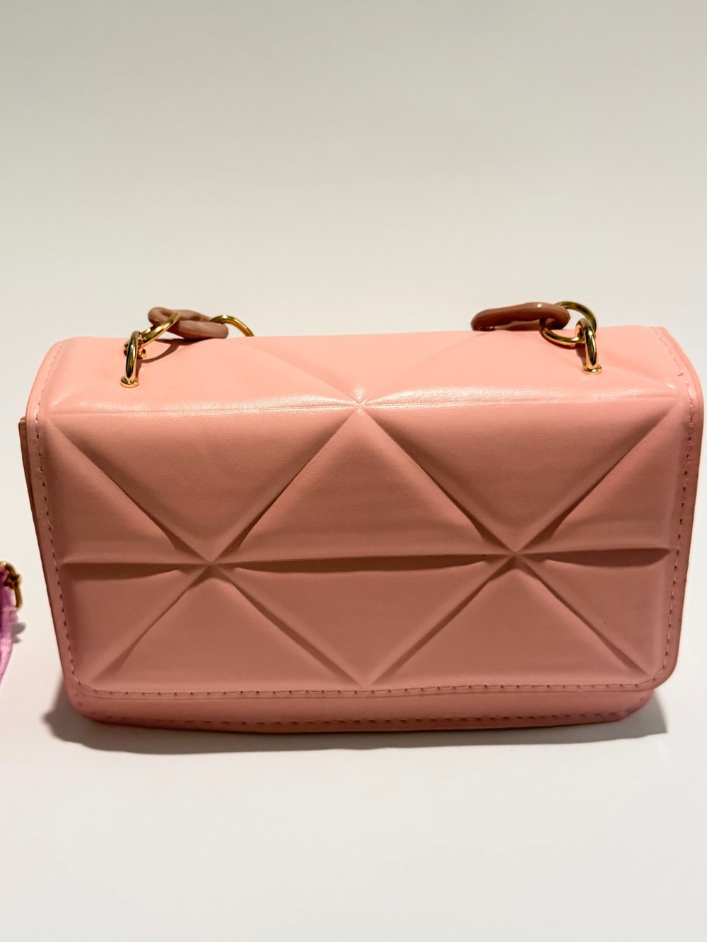 Quilted Pink Shoulder Bag with Decorative Strap